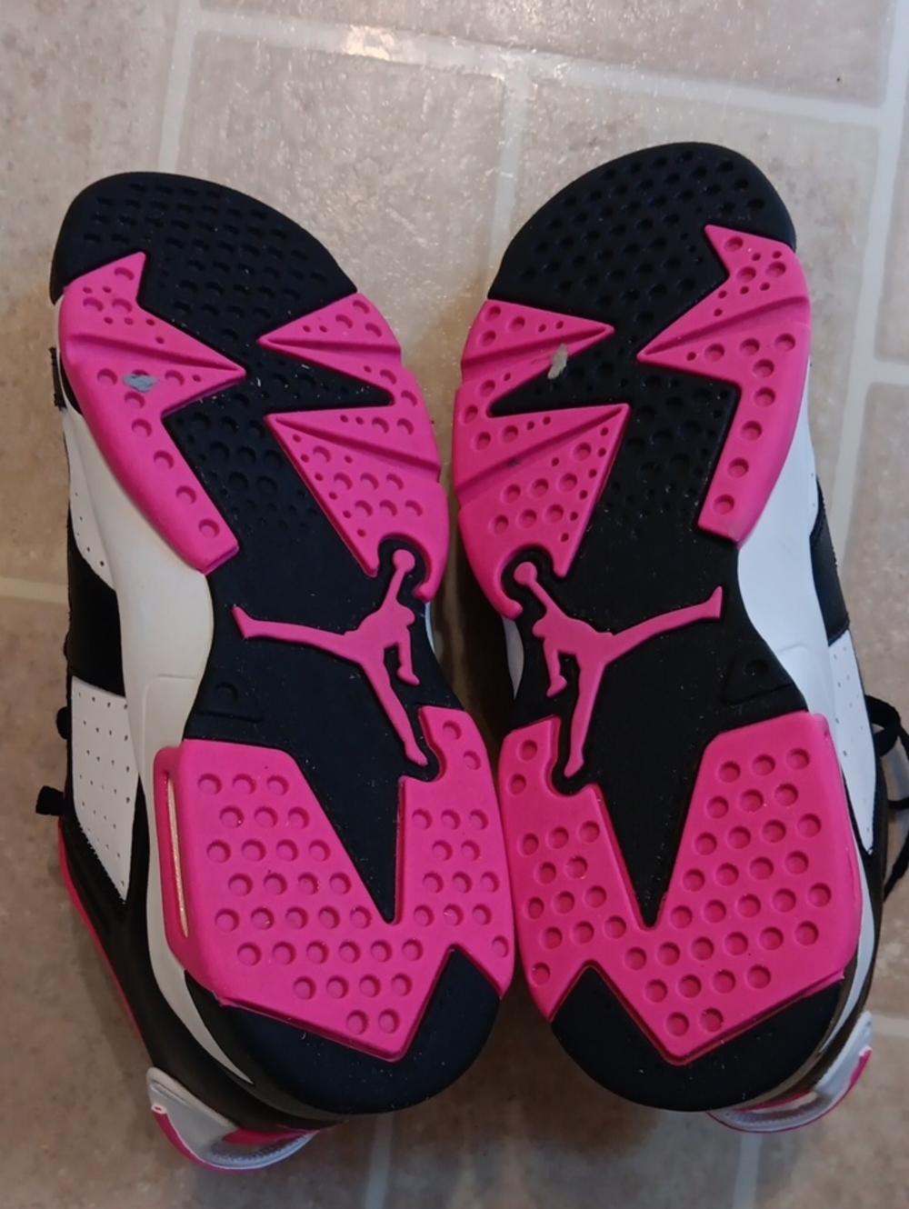 Jordan Kids White, Black & Pink Low-Top Sneakers Retro 7. Sz 7youth - Picture 5 of 7